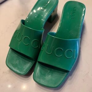 Gucci Green Rubber Mule Sandals